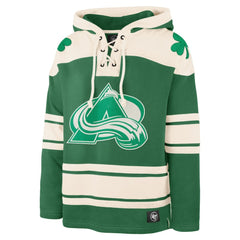 Nathan MacKinnon Colorado Avalanche '47 St. Patrick's Day Player Name & Number Lacer Pullover Hoodie - Kelly Green - NHL 201837448