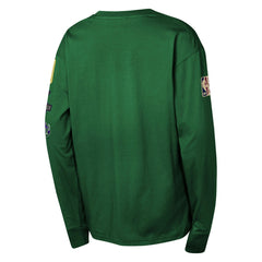 Milwaukee Bucks Youth Hardwood Classics All Over Long Sleeve T-Shirt Hunter Green | Mitchell & Ness