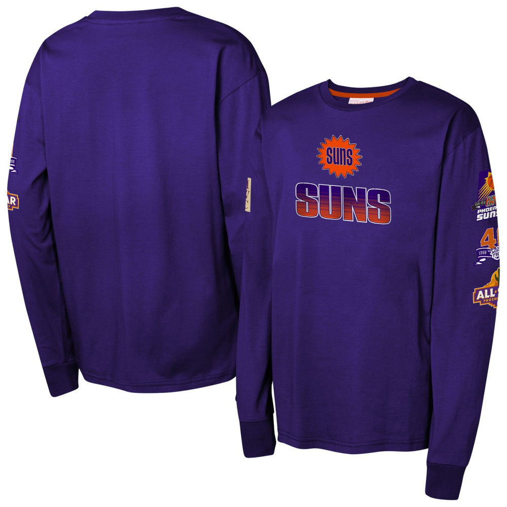 Phoenix Suns Youth Hardwood Classics All Over Long Sleeve T-Shirt Purple | Mitchell & Ness for sale