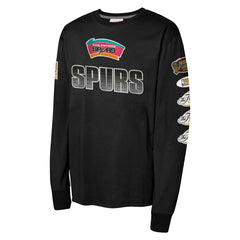San Antonio Spurs Youth Hardwood Classics All Over Long Sleeve T-Shirt Black | Mitchell & Ness