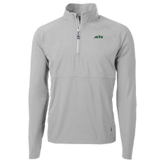 New York Jets Cutter & Buck Primary Logo Adapt Eco Knit Hybrid Recycled Raglan Quarter-Zip Top Gray