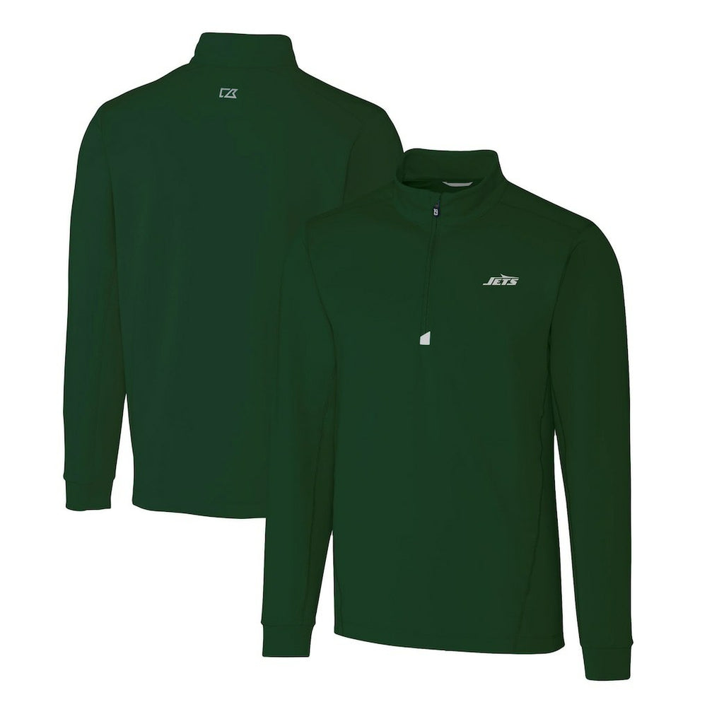 New York Jets Cutter & Buck Primary Logo Traverse Stretch Quarter-Zip Top Hunter Green