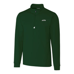 New York Jets Cutter & Buck Primary Logo Traverse Stretch Quarter-Zip Top Hunter Green