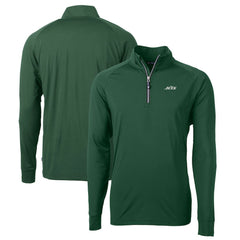 New York Jets Cutter & Buck Primary Logo Adapt Eco Knit Stretch Recycled Quarter-Zip Top Hunter Green