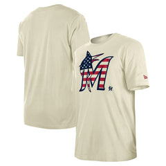Miami Marlins New Era Americana Flag Fill T-Shirt - Cream - New Era Lifestyle