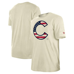 Chicago Cubs New Era Americana Flag Fill T-Shirt - Cream - New Era Lifestyle