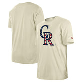Colorado Rockies New Era Americana Flag Fill T-Shirt - Cream - New Era on Sale