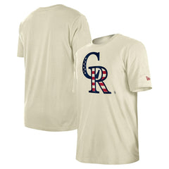 Colorado Rockies New Era Americana Flag Fill T-Shirt - Cream - New Era on Sale