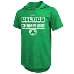 Boston Celtics Majestic Threads Women's 2024 NBA Finals Champions Tri-Blend Short Sleeve Pullover Hoodie Top - Kelly Green