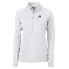 Minnesota Twins Cutter & Buck Women's Adapt Eco Knit Stretch Recycled Half-Zip DryTec Top - White - MLB Discount