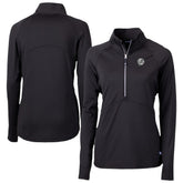 New York Yankees Cutter & Buck Women's Adapt Eco Knit Stretch Recycled Half-Zip DryTec Top - Black - MLB on Sale