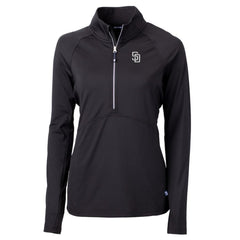 San Diego Padres Cutter & Buck Women's Adapt Eco Knit Stretch Recycled Half-Zip DryTec Top - Black - MLB Sale