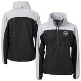 New York Mets Cutter & Buck Women's Charter Eco Recycled Half-Zip Anorak Jacket - Black/Gray - MLB Sale