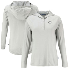 Minnesota Twins Cutter & Buck Women's Coastline Epic Comfort Eco Recycled Raglan Long Sleeve Hoodie T-Shirt - Gray - MLB Discount