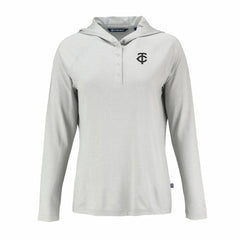 Minnesota Twins Cutter & Buck Women's Coastline Epic Comfort Eco Recycled Raglan Long Sleeve Hoodie T-Shirt - Gray - MLB Discount