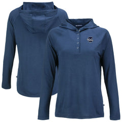 Philadelphia Phillies Cutter & Buck Women's Coastline Epic Comfort Eco Recycled Raglan Long Sleeve Hoodie T-Shirt - Navy - MLB Sale