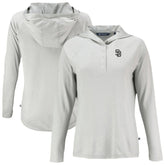San Diego Padres Cutter & Buck Women's Coastline Epic Comfort Eco Recycled Raglan Long Sleeve Hoodie T-Shirt - Gray - MLB Discount