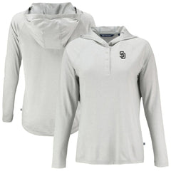 San Diego Padres Cutter & Buck Women's Coastline Epic Comfort Eco Recycled Raglan Long Sleeve Hoodie T-Shirt - Gray - MLB Discount