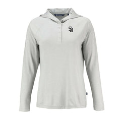 San Diego Padres Cutter & Buck Women's Coastline Epic Comfort Eco Recycled Raglan Long Sleeve Hoodie T-Shirt - Gray - MLB Discount