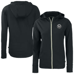 New York Mets Cutter & Buck Women's Daybreak Eco Recycled Full-Zip Hoodie - Black - MLB Discount