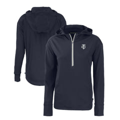 Minnesota Twins Cutter & Buck Women's Daybreak Eco Recycled Half-Zip Hoodie - Navy - MLB on Sale