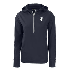 Minnesota Twins Cutter & Buck Women's Daybreak Eco Recycled Half-Zip Hoodie - Navy - MLB on Sale