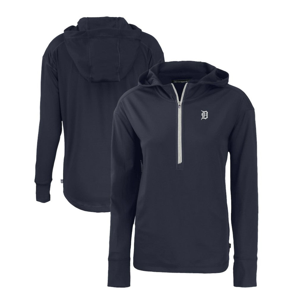 Detroit Tigers Cutter & Buck Women's Daybreak Eco Recycled Half-Zip Hoodie - Navy - MLB Lifestyle