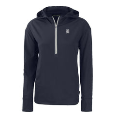 Detroit Tigers Cutter & Buck Women's Daybreak Eco Recycled Half-Zip Hoodie - Navy - MLB Lifestyle
