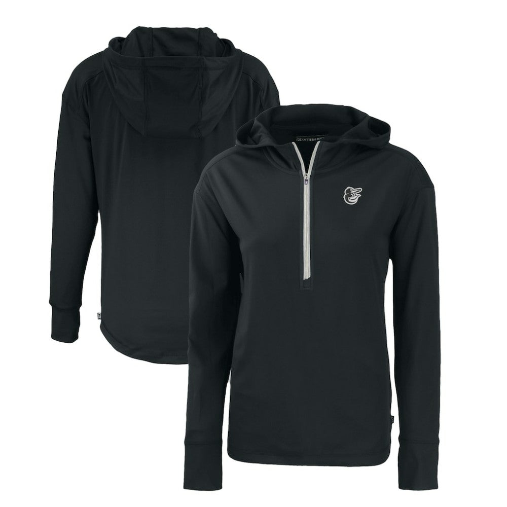 Baltimore Orioles Cutter & Buck Women's Daybreak Eco Recycled Half-Zip Hoodie - Black - MLB on Sale