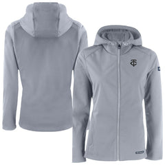 Minnesota Twins Cutter & Buck Women's Evoke Eco Softshell Recycled Full-Zip Hoodie Jacket - Gray - MLB Discount