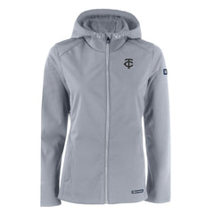 Minnesota Twins Cutter & Buck Women's Evoke Eco Softshell Recycled Full-Zip Hoodie Jacket - Gray - MLB Discount