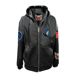 Minnesota Timberwolves Jeff Hamilton Vegan Leather Full-Zip Hoodie Black