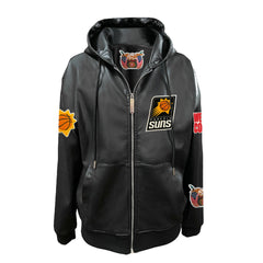 Phoenix Suns Jeff Hamilton Vegan Leather Full-Zip Hoodie Black