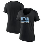 Utah Mammoth Fanatics Women's Secondary Logo V-Neck T-Shirt - Black - NHL 201875557