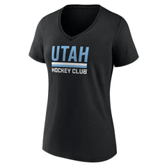 Utah Mammoth Fanatics Women's Secondary Logo V-Neck T-Shirt - Black - NHL 201875557