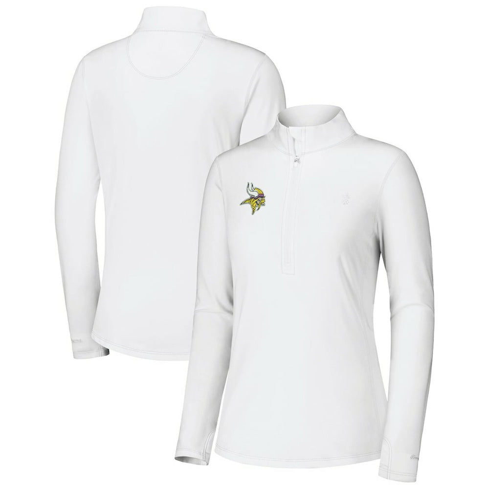 Minnesota Vikings Women's Sport Playa Vista IslandZone Quarter-Zip Jacket White