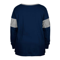 Dallas Cowboys New Era Women's Plus Size Lace-Up Notch Neck Long Sleeve T-Shirt Navy