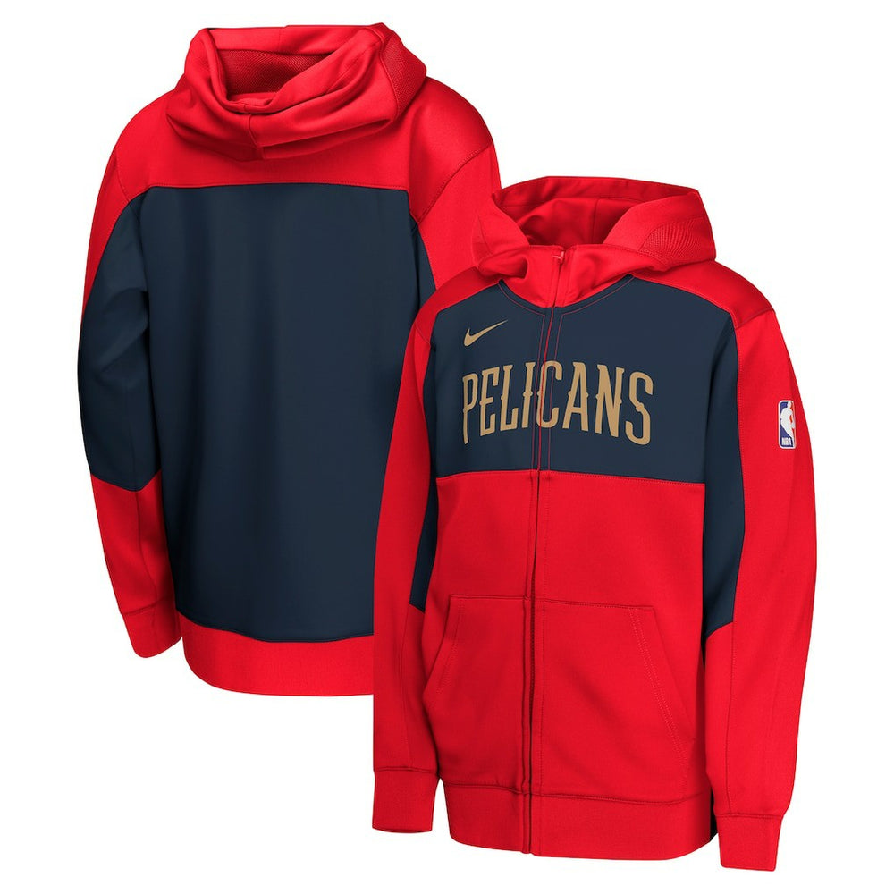 New Orleans Pelicans Youth Authentic On-Court Showtime Performance Full-Zip Hoodie Red/Navy | Nike discount
