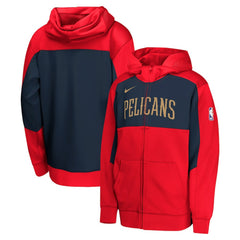 New Orleans Pelicans Youth Authentic On-Court Showtime Performance Full-Zip Hoodie Red/Navy | Nike discount