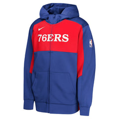 Philadelphia 76ers Youth Authentic On-Court Showtime Performance Full-Zip Hoodie Royal/Red | Nike outlet
