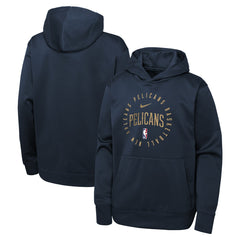 New Orleans Pelicans Youth Performance Practice Spotlight Pullover Hoodie Navy | Nike for sale