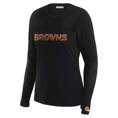 Cleveland Browns WEAR by Erin Andrews x Gracie Hunt Women's Mesh Panel Long Sleeve T-Shirt Black