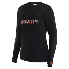 Chicago Bears WEAR by Erin Andrews x Gracie Hunt Women's Mesh Panel Long Sleeve T-Shirt Black