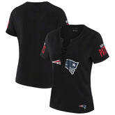 New England Patriots WEAR by Erin Andrews x Gracie Hunt Women's Draft Me Lace-Up T-Shirt Black