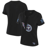 Tennessee Titans WEAR by Erin Andrews x Gracie Hunt Women's Draft Me Lace-Up T-Shirt Black