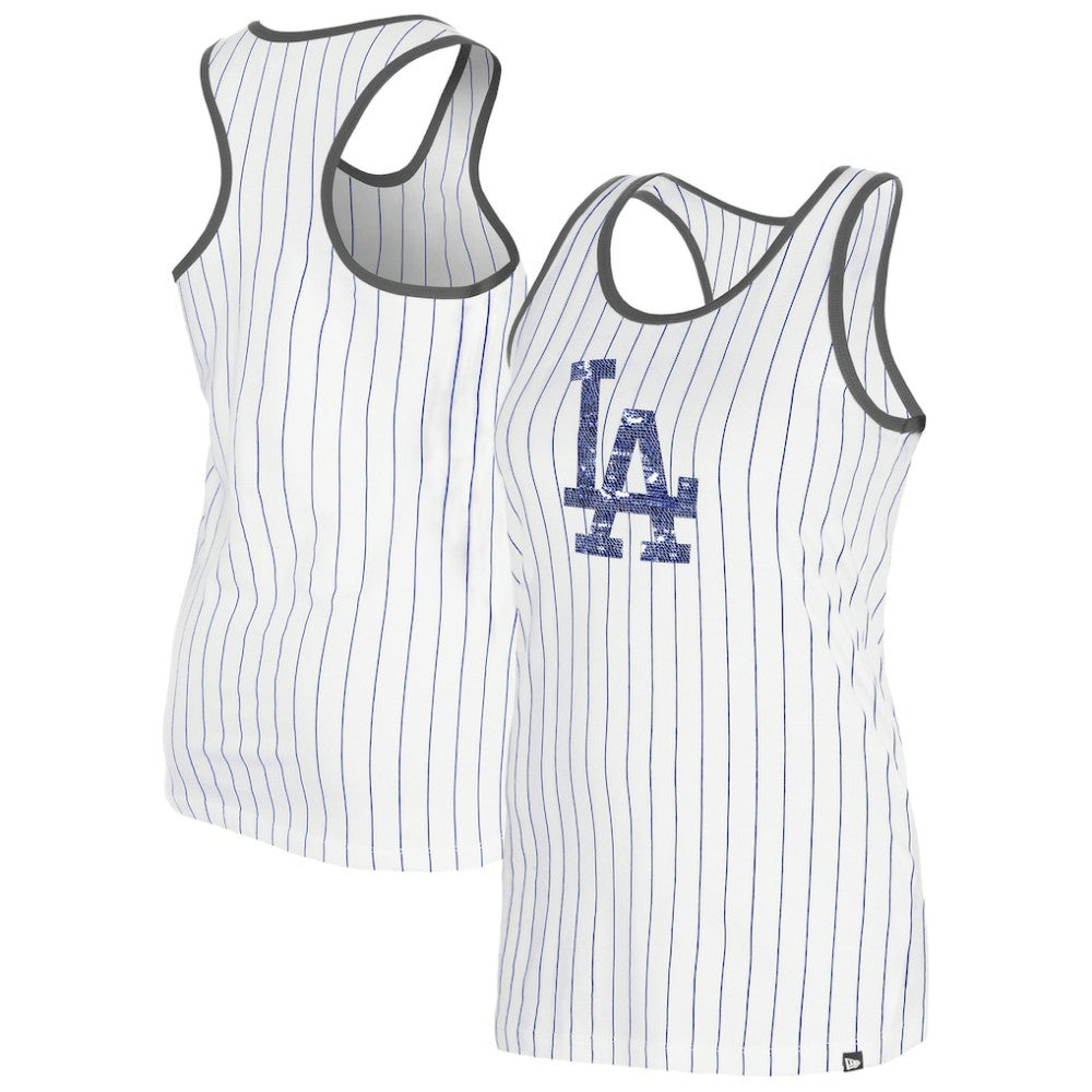 Los Angeles Dodgers New Era Women's Gameday Pinstripe Tank Top - White - New Era Lifestyle