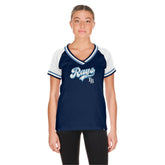 Tampa Bay Rays New Era Women's Gameday Raglan V-Neck T-Shirt - Navy - New Era Lifestyle