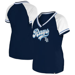Tampa Bay Rays New Era Women's Gameday Raglan V-Neck T-Shirt - Navy - New Era Lifestyle