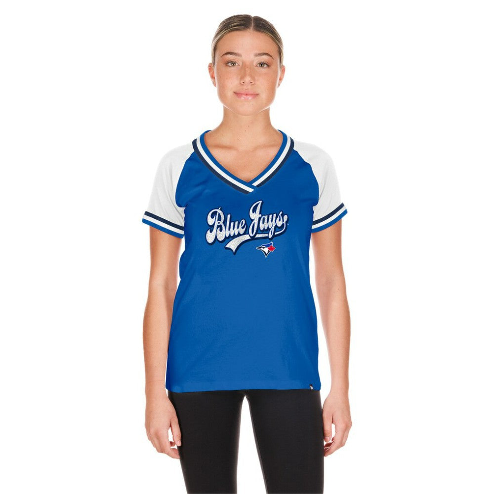 Toronto Blue Jays New Era Women's Gameday Raglan V-Neck T-Shirt - Royal - New Era Discount