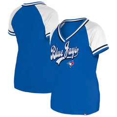 Toronto Blue Jays New Era Women's Gameday Raglan V-Neck T-Shirt - Royal - New Era Discount
